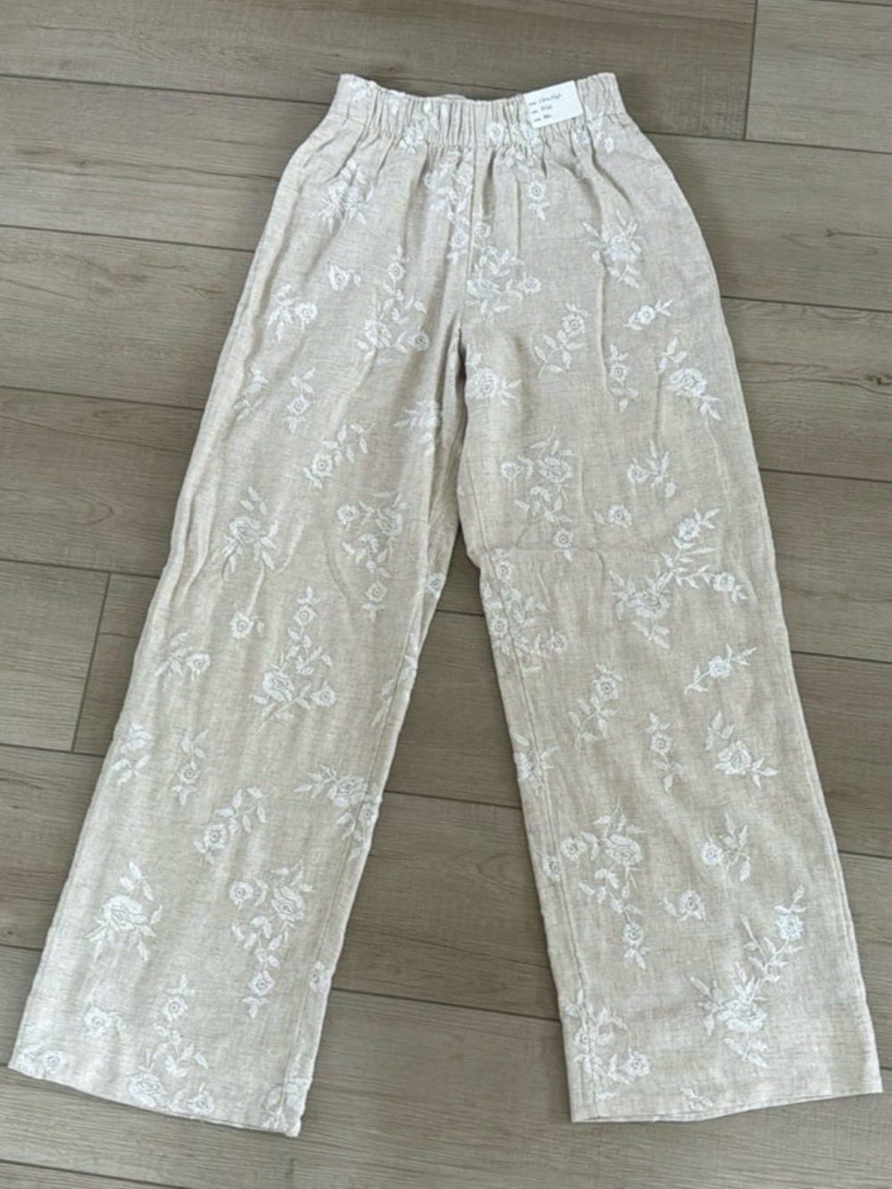 Abercrombie & Fitch high rise floral embroidery linen blend pants size XS NWT